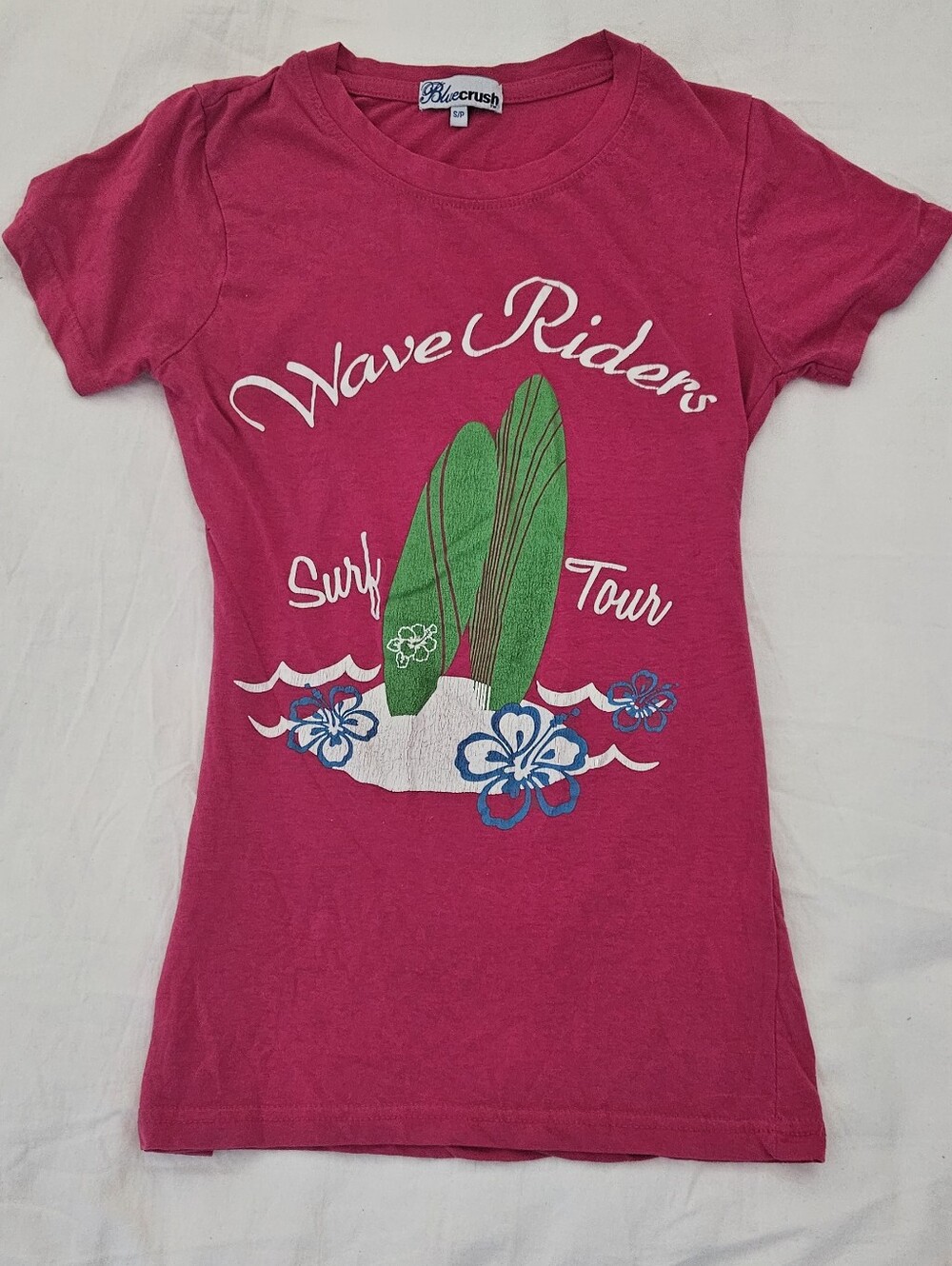 Y2k Blue Crusy Wave Riders Pink Surf Tour Tee